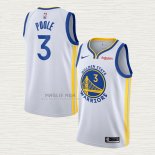 Maglia Jordan Poole NO 3 Golden State Warriors Association Bianco