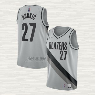 Maglia Jusuf Nurkic NO 27 Portland Trail Blazers Earned 2020-21 Grigio