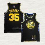 Maglia Kevin Durant NO 35 Golden State Warriors Citta 2021-22 Nero
