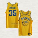 Maglia Kevin Durant NO 35 Golden State Warriors Hardwood Classic Autentico Giallo