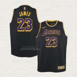 Maglia LeBron James NO 23 Bambino Los Angeles Lakers Earned 2021-22 Nero