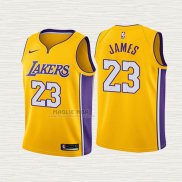 Maglia Lebron James NO 23 Bambino Los Angeles Lakers Icon 2018 Giallo