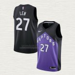Maglia Alex Len NO 27 Toronto Raptors Earned 2020-21 Nero Viola
