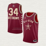 Maglia Giannis Antetokounmpo NO 34 Milwaukee Bucks All Star 2024 Rosso