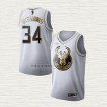Maglia Giannis Antetokounmpo NO 34 Milwaukee Bucks Golden Edition Bianco