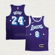 Maglia Kobe Bryant NO 8 24 Los Angeles Lakers Citta Edition 2021-22 Viola
