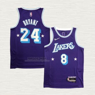Maglia Kobe Bryant NO 8 24 Los Angeles Lakers Citta Edition 2021-22 Viola