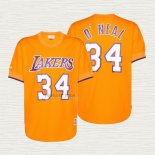 Maglia NO 34 Los Angeles Lakers Manica Corta Giallo Shaquille O'Neal