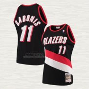 Maglia Arvydas Sabonis NO 11 Portland Trail Blazers Hardwood Classics Throwback Nero
