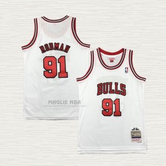 Maglia Dennis Rodman NO 91 Bambino Chicago Bulls Mitchell & Ness 1997-98 Bianco