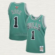 Maglia Derrick Rose NO 1 Chicago Bulls Mitchell & Ness 2008-09 Verde