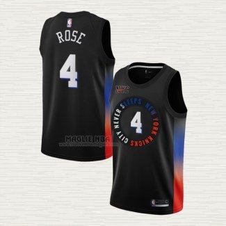 Maglia Derrick Rose NO 4 New York Knicks Citta 2020-21 Nero