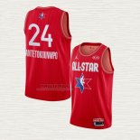 Maglia Giannis Antetokounmpo NO 24 Milwaukee Bucks All Star 2020 Rosso