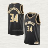 Maglia Giannis Antetokounmpo NO 34 Milwaukee Bucks Select Series Or Nero