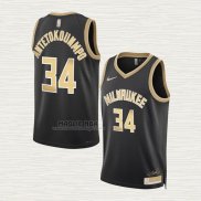Maglia Giannis Antetokounmpo NO 34 Milwaukee Bucks Select Series Or Nero