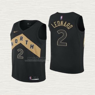Maglia Kawhi Leonard NO 2 Bambino Toronto Raptors Citta 2018 Nero