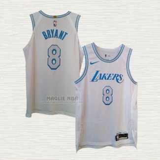 Maglia Kobe Bryant NO 8 Los Angeles Lakers Citta Autentico 2020-21 Bianco