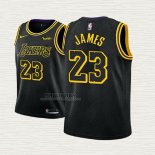 Maglia Lebron James NO 23 Bambino Los Angeles Lakers Citta 2017-18 Nero