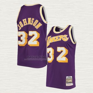 Maglia Magic Johnson NO 32 Los Angeles Lakers Mitchell & Ness 1984 Viola