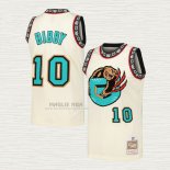 Maglia Mike Bibby NO 10 Memphis Grizzlies Mitchell & Ness Chainstitch Crema