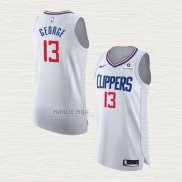 Maglia Paul George NO 13 Los Angeles Clippers Association Autentico 2020-21 Bianco
