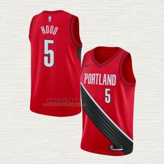 Maglia Rodney Hood NO 5 Portland Trail Blazers Statement Edition Rosso Nero