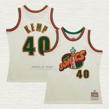 Maglia Shawn Kemp NO 40 Seattle SuperSonics Mitchell & Ness Chainstitch Crema