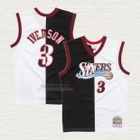Maglia Allen Iverson NO 3 Philadelphia 76ers Mitchell & Ness Split 2000-01 Nero Bianco