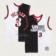 Maglia Allen Iverson NO 3 Philadelphia 76ers Mitchell & Ness Split 2000-01 Nero Bianco