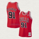 Maglia Dennis Rodman NO 91 Chicago Bulls Mitchell & Ness 1997-98 Rosso