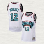 Maglia Ja Morant NO 12 Memphis Grizzlies Throwback Historic Bianco