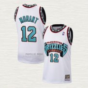Maglia Ja Morant NO 12 Memphis Grizzlies Throwback Historic Bianco