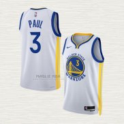 Maglia Jordan Poole NO 3 Golden State Warriors Association 2022-23 Bianco