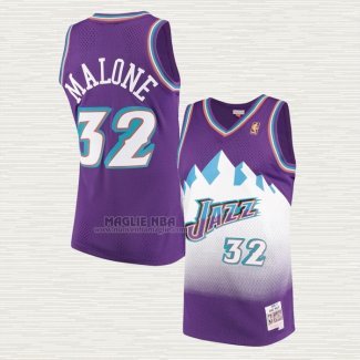 Maglia Karl Malone NO 32 Utah Jazz Mitchell & Ness 1996-97 Viola