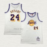 Maglia Kobe Bryant NO 24 Los Angeles Lakers Mitchell & Ness Chainstitch Crema