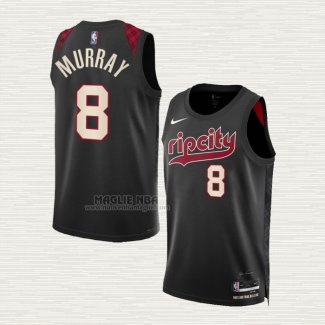 Maglia Kris Murray NO 8 Portland Trail Blazers Citta 2023-24 Nero