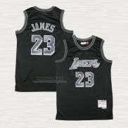 Maglia LeBron James NO 23 Los Angeles Lakers Throwback Nero