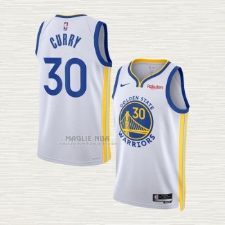 Maglia Stephen Curry NO 30 Golden State Warriors Association 2022-23 Bianco