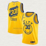 Maglia Stephen Curry NO 30 Golden State Warriors Hardwood Classics Giallo