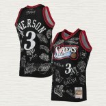 Maglia Allen Iverson NO 3 Philadelphia 76ers Mitchell & Ness Tattoo 1997-98 Nero