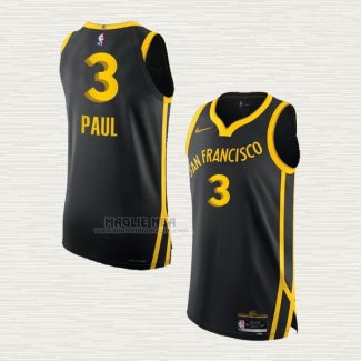 Maglia Chris Paul NO 3 Golden State Warriors Citta Autentico 2023-24 Nero