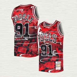 Maglia Dennis Rodman NO 91 Chicago Bulls Mitchell & Ness Lunar New Year Rosso