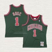 Maglia Derrick Rose NO 1 Chicago Bulls Mitchell & Ness 2008-09 Verde 2