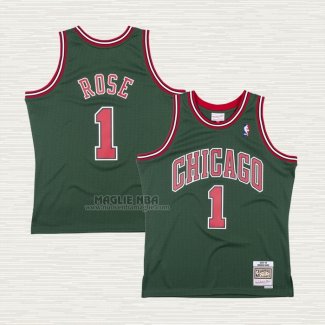 Maglia Derrick Rose NO 1 Chicago Bulls Mitchell & Ness 2008-09 Verde 2