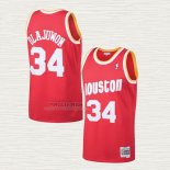 Maglia Hakeem Olajuwon NO 34 Houston Rockets Mitchell & Ness 1993-94 Rosso