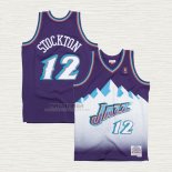 Maglia John Stockton NO 12 Utah Jazz Hardwood Classics Throwback 1996-97 Viola
