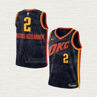 Maglia Shai-Gilgeous Alexander NO 2 Bambino Oklahoma City Thunder Citta 2023-24 Nero