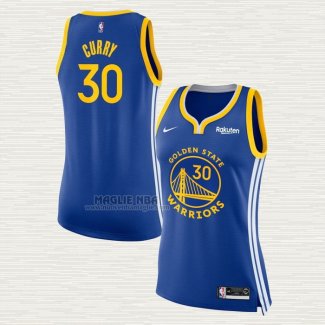 Maglia Stephen Curry NO 30 Donna Golden State Warriors Icon 2017-18 Blu