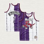 Maglia Tracy Mcgrady NO 1 Toronto Raptors Mitchell & Ness Split 1998-99 Viola Bianco