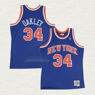 Maglia Charles Oakley NO 34 New York Knicks Hardwood Classics Throwback Blu